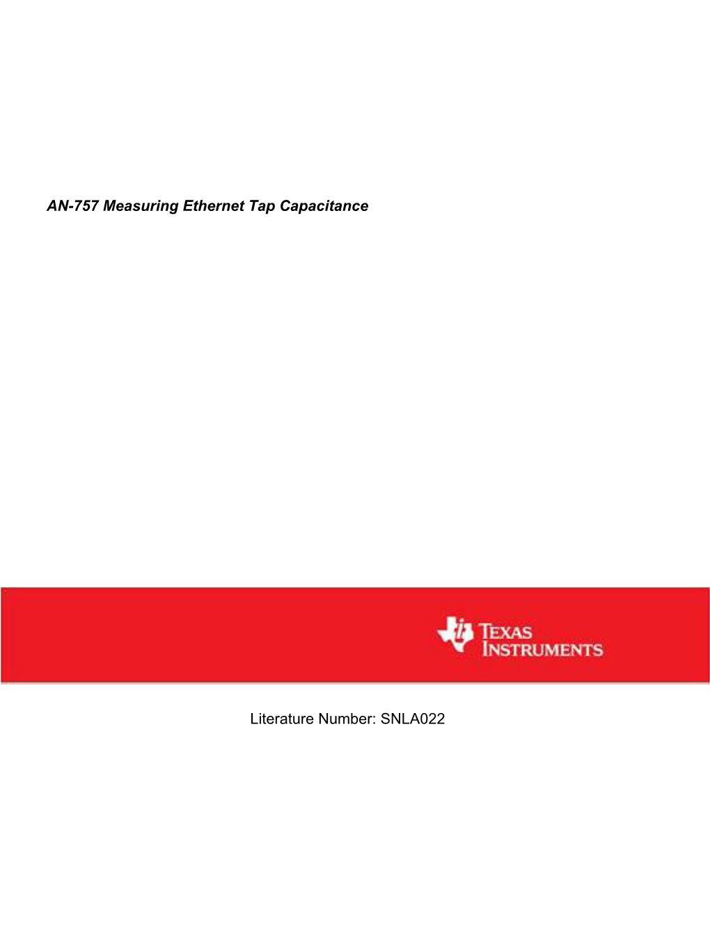 AN-757 Measuring Ethernet Tap Capacitance