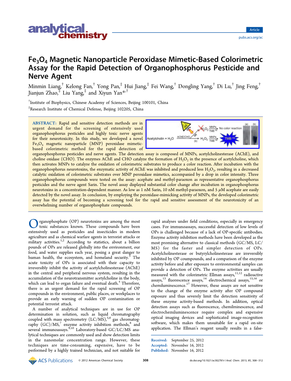 Magnetic Nanoparticle Peroxidase Mimetic-Based Colorimetric Assay