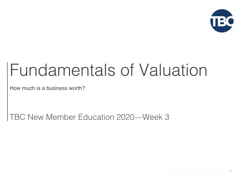 Fundamentals of Valuation