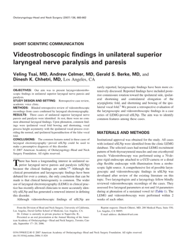 Videostroboscopic Findings in Unilateral Superior Laryngeal Nerve