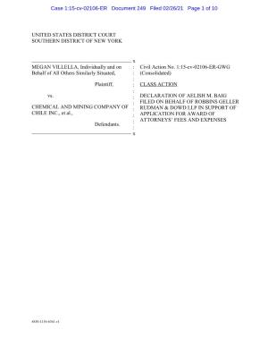 Declaration of Aelish M. Baig Filed on Behalf of Robbins Geller Rudman & Dowd Llp in Support of Application for Award of Attorneys’ Fees and Expenses
