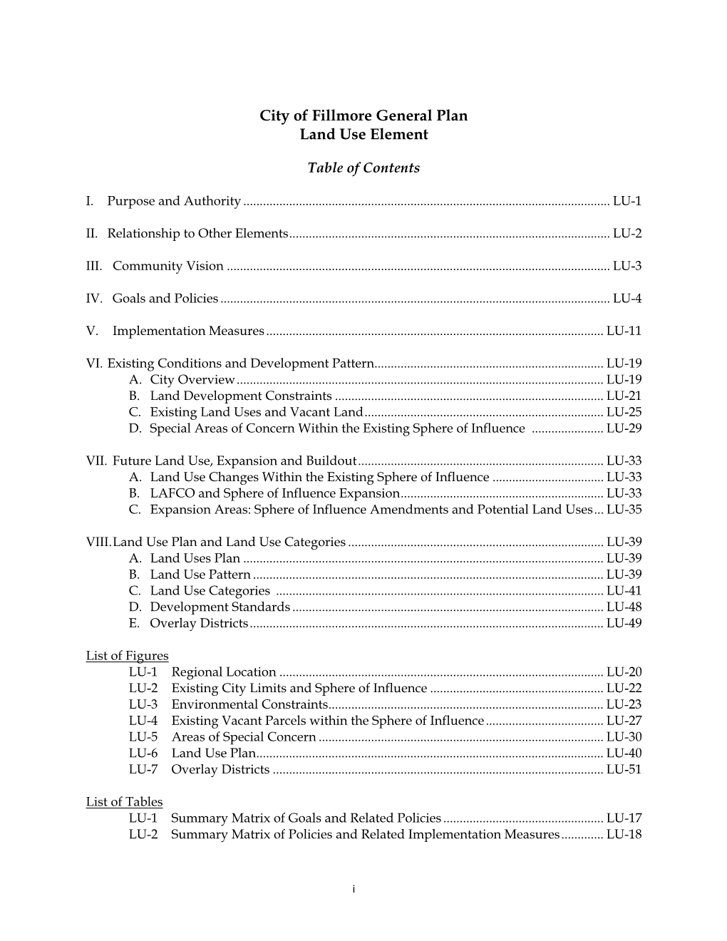 City of Fillmore General Plan Land Use Element