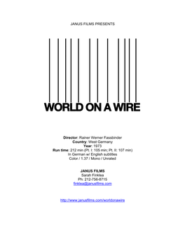 World on a Wire Press Notes