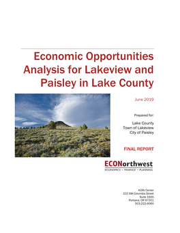 Economic Opportunities Analysis for Lakeview and Paisley in Lake County