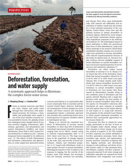 Deforestation, Forestation, and Water Supply Mingfang Zhang and Xiaohua Wei