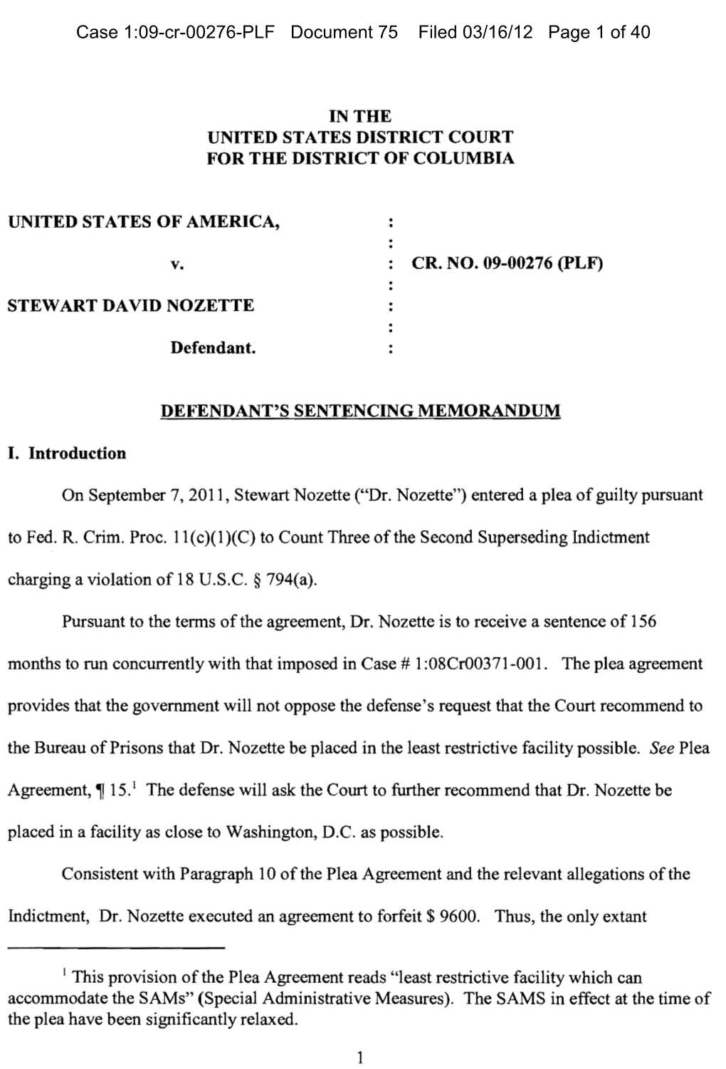 Case 1:09-Cr-00276-PLF Document 75 Filed 03/16/12 Page 1 of 40