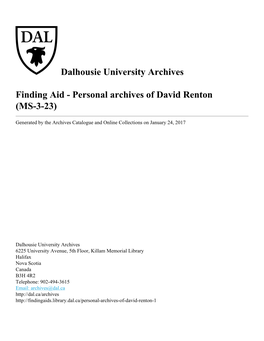 Personal Archives of David Renton (MS-3-23)