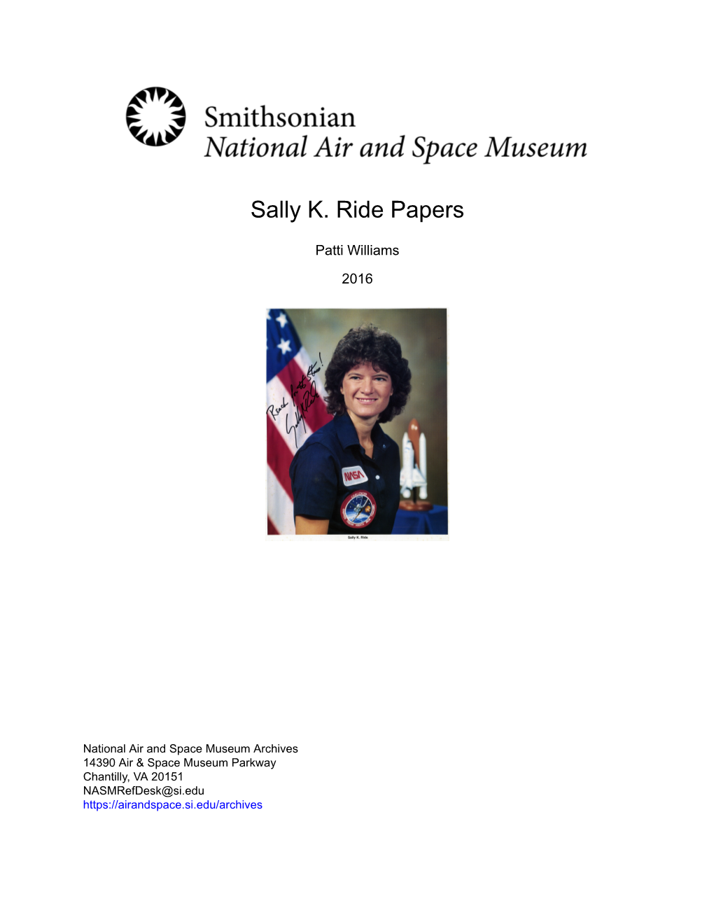Sally K. Ride Papers