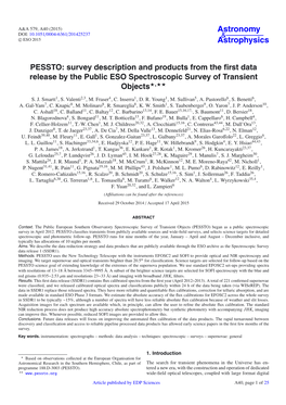 PESSTO: Survey Description and Products from the First Data Release by the Public ESO Spectroscopic Survey of Transient Objects