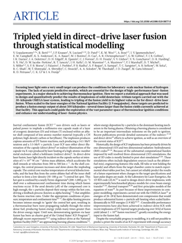 Tripled Yield in Direct-Drive Laser Fusion Through Statistical Modelling V