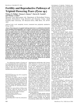 Fertility and Reproductive Pathways of Triploid Flowering Pears (Pyrus Sp.)