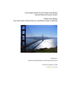 Avian Impact Study for the Golden Gate Bridge Suicide Deterrent System Project