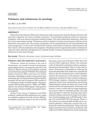 Telomere and Telomerase in Oncology