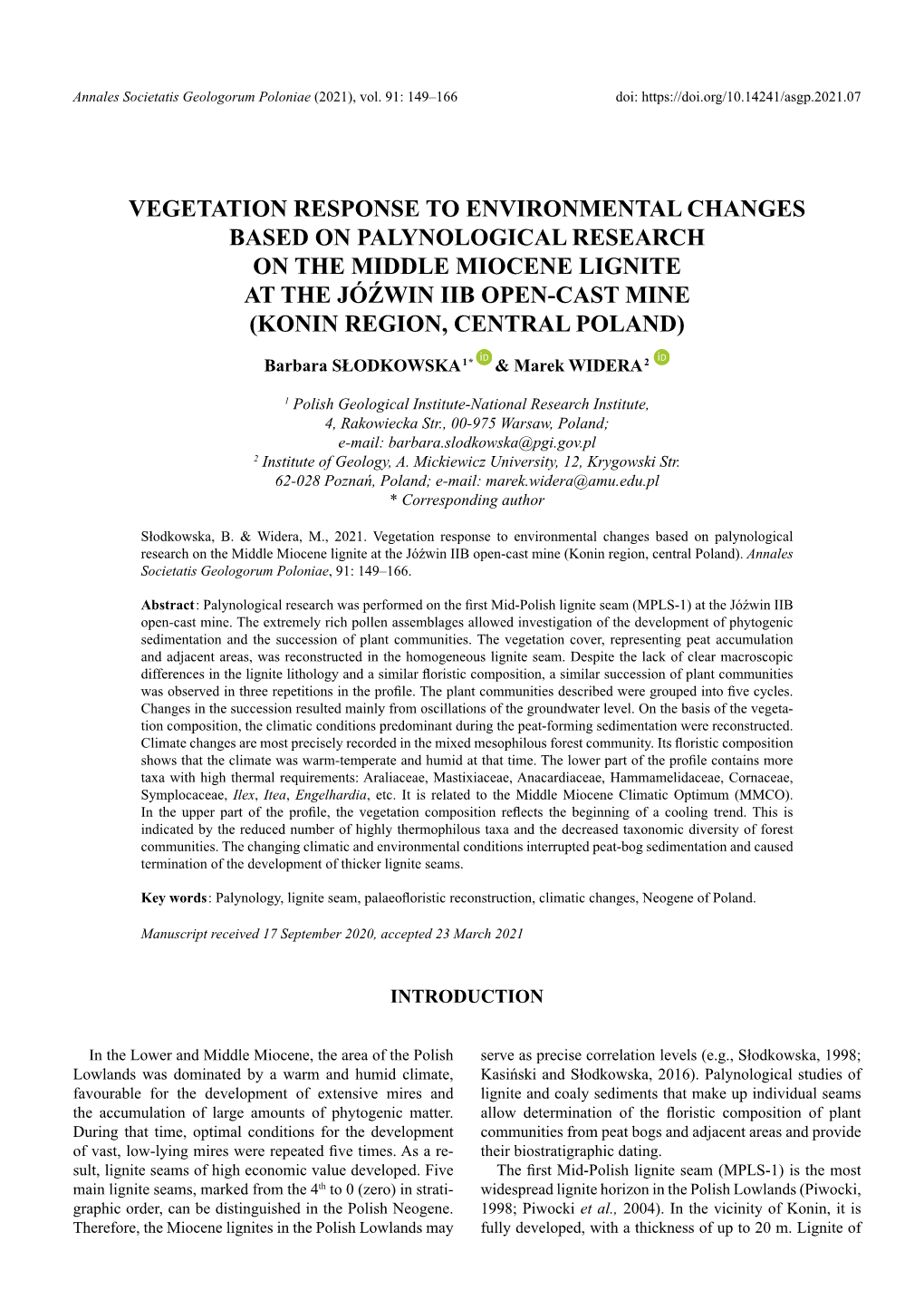 Vegetation Response to Environmental Changes