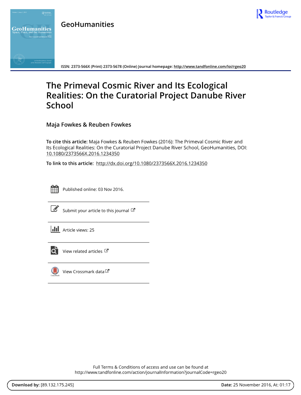 The Primeval Cosmic River and Its Ecological Realities: on the Curatorial Project Danube River School