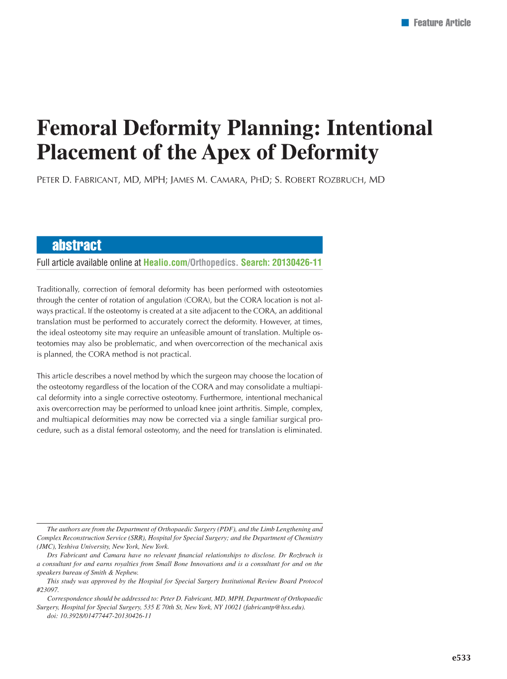 Femoral Deformity Planning: Intentional Placement of the Apex of Deformity