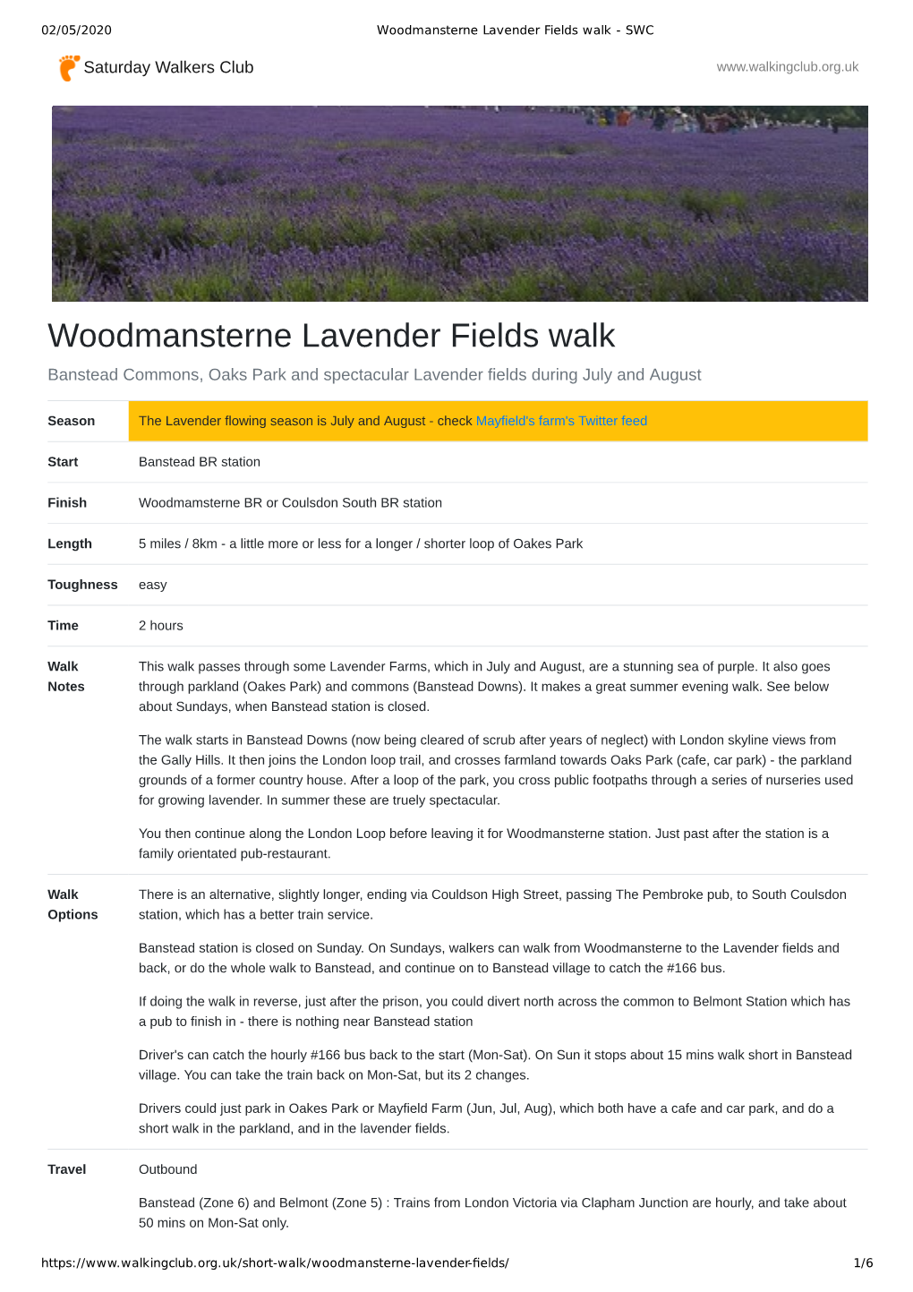 Woodmansterne Lavender Fields Walk - SWC