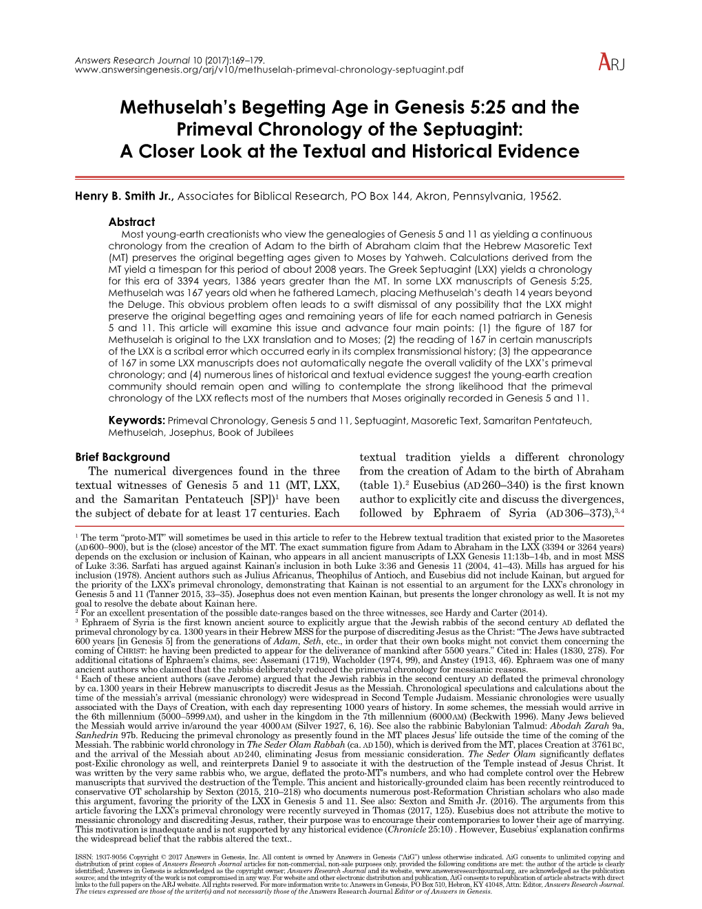 Methuselah's Begetting Age in Genesis 5:25 and the Primeval Chronology of the Septuagint