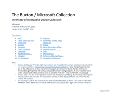The Buxton / Microsoft Collection Inventory of Interactive Device Collection