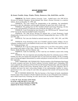 SENATE RESOLUTION 2000-8708 by Senator Franklin, Goings, Wojahn