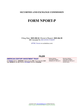 AMERICAN CENTURY INVESTMENT TRUST Form NPORT-P Filed 2021