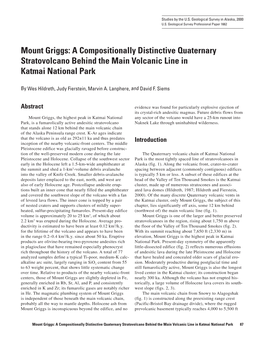 Mount Griggs: a Compositionally Distinctive Quaternary Stratovolcano Behind the Main Volcanic Line in Katmai National Park