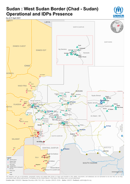 (Chad - Sudan) Operational and Idps Presence As of 21 April 2021 TIBESTI LIBYA