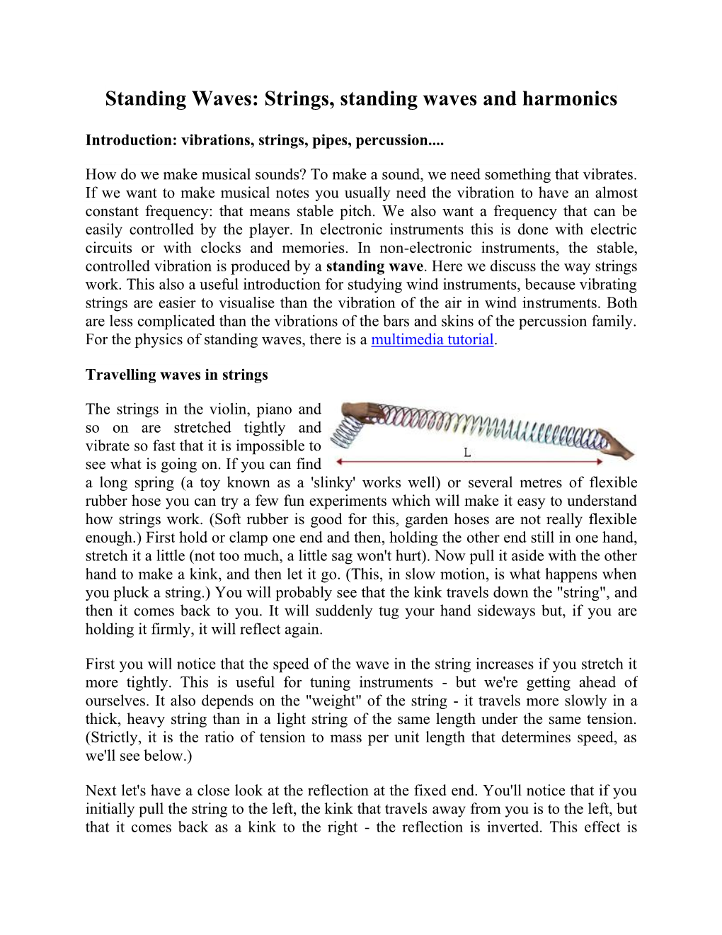 Standing Waves: Strings, Standing Waves and Harmonics