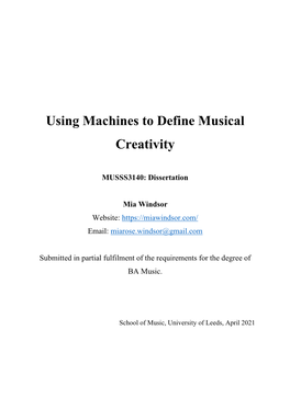 Using Machines to Define Musical Creativity