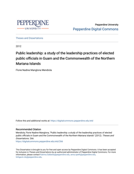 A Study of the Leadership Practices of Elected Public Officials in Guam and the Commonwealth of the Northern Mariana Islands