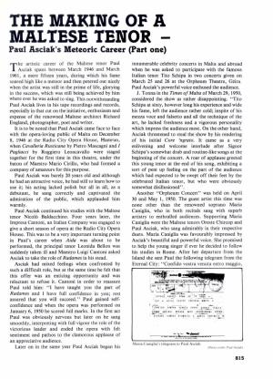 THE MAKING of a MALTESE TENOR - Paul Asciak's Meteoric Career (Part One)