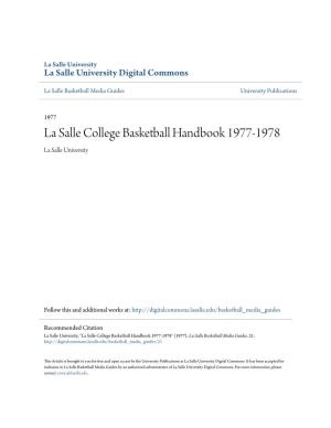 La Salle College Basketball Handbook 1977-1978 La Salle University