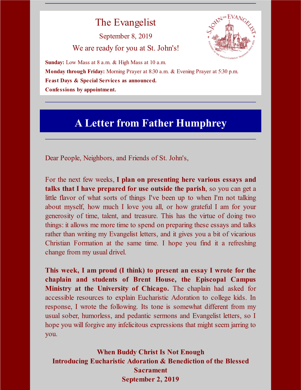 A Letter from Father Humphrey