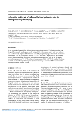 A Hospital Outbreak of Salmonella Food Poisoning Due to Inadequate Deep-Fat Frying