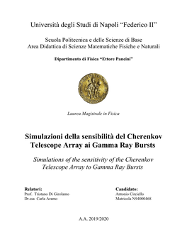 Simulazioni Della Sensibilità Del Cherenkov Telescope Array Ai Gamma Ray Bursts