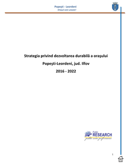 Strategia Privind Dezvoltarea Durabilă a Oraşului Popeşti-Leordeni, Jud. Ilfov 2016 - 2022