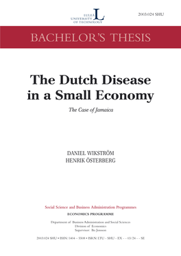 The Dutch Disease in a Small Economy: the Case of Jamaica