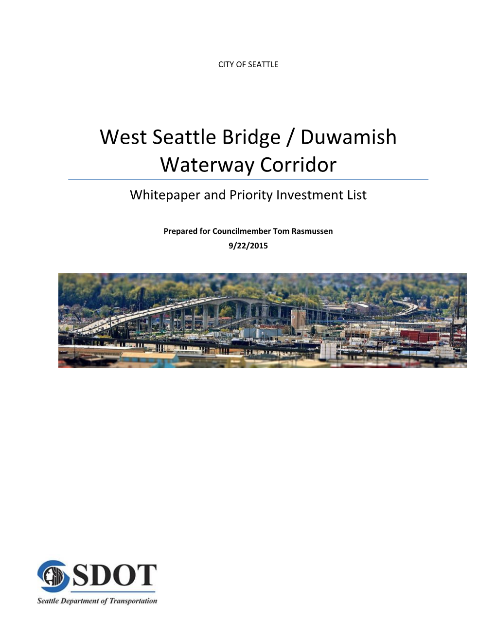 West Seattle Bridge/Duwamish Waterway Corridor Whitepaper
