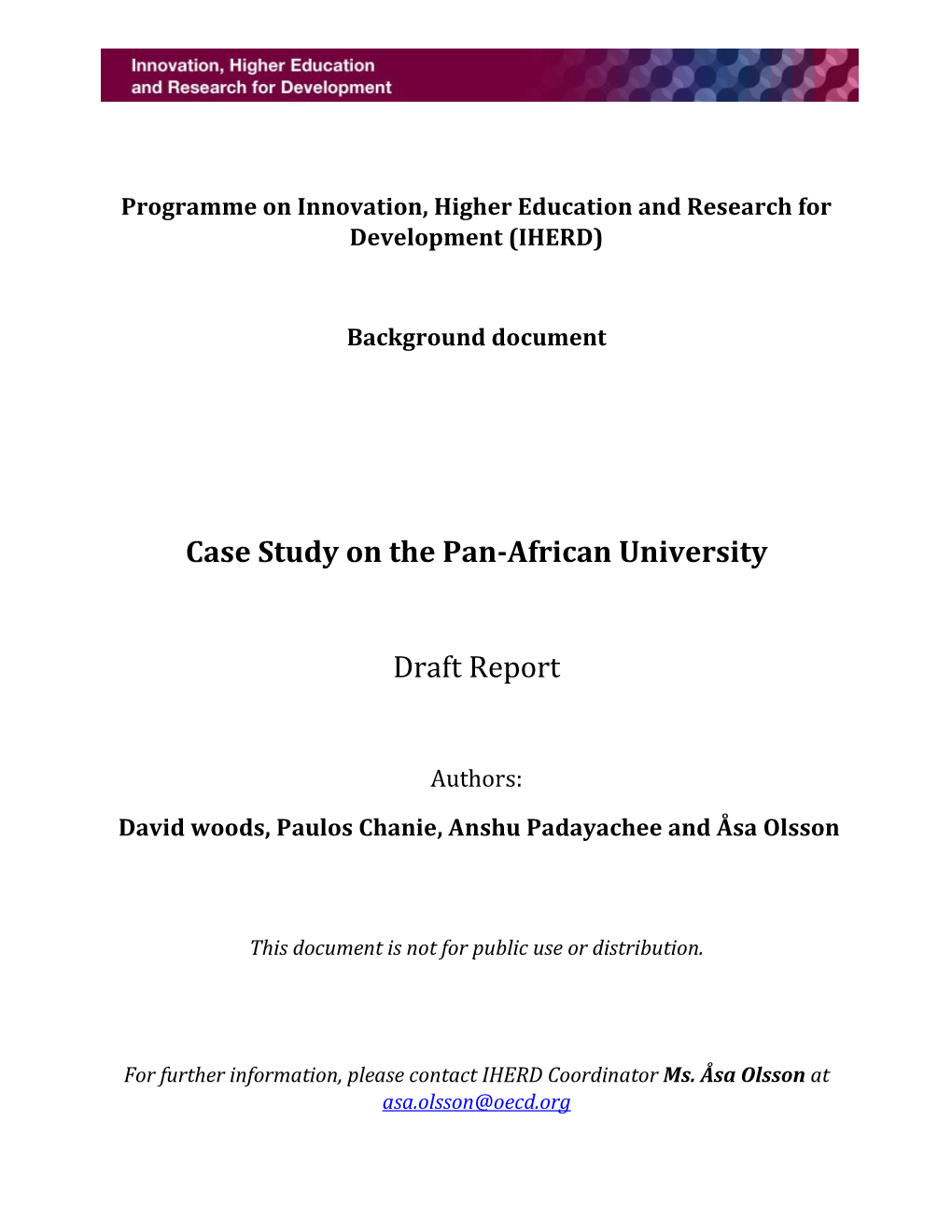 Case Study on the Pan-African University Draft Report