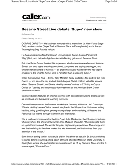 Sesame Street Live Debuts 'Super' New Show