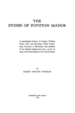 The Stones of Poynton Manor