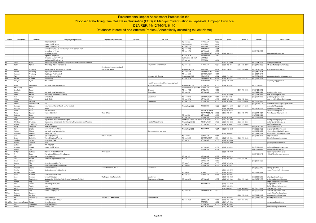 Environmental Impact Assessment Process for the Proposed