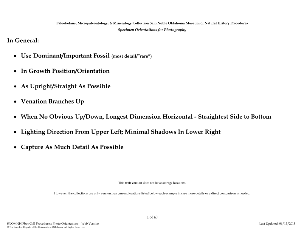 Specimen Orientation for Photography