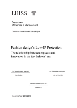 Fashion Design's Low-IP Protection