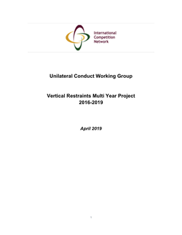 Unilateral Conduct Working Group Vertical Restraints Multi Year