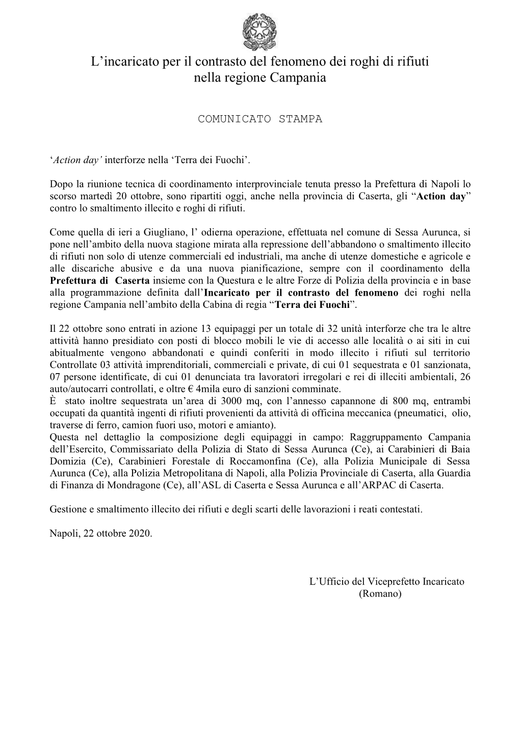 Caserta, Gli “Action Day” Contro Lo Smaltimento Illecito E Roghi Di Rifiuti