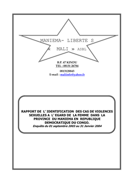 Rapport De L'identification Des Cas Violences Sexuelles À L'égard De La