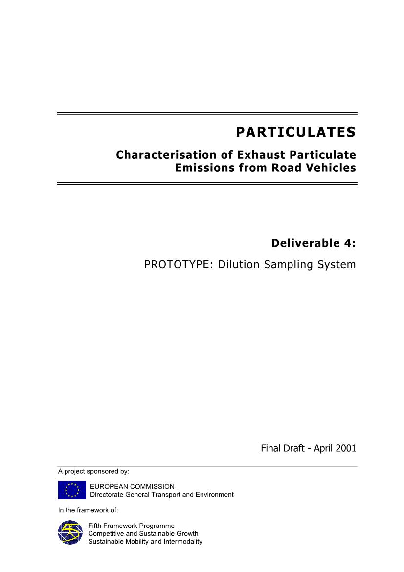 PARTICULATES Characterisation of Exhaust Particulate Emissions from Road Vehicles