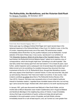 The Rothschilds, the Montefiores, and the Victorian Gold Rush by Angus Trumble, 30 October 2017