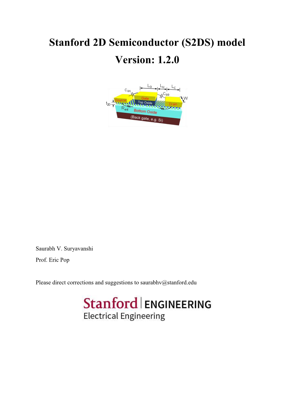 Stanford 2D Semiconductor (S2DS) Model Version: 1.2.0